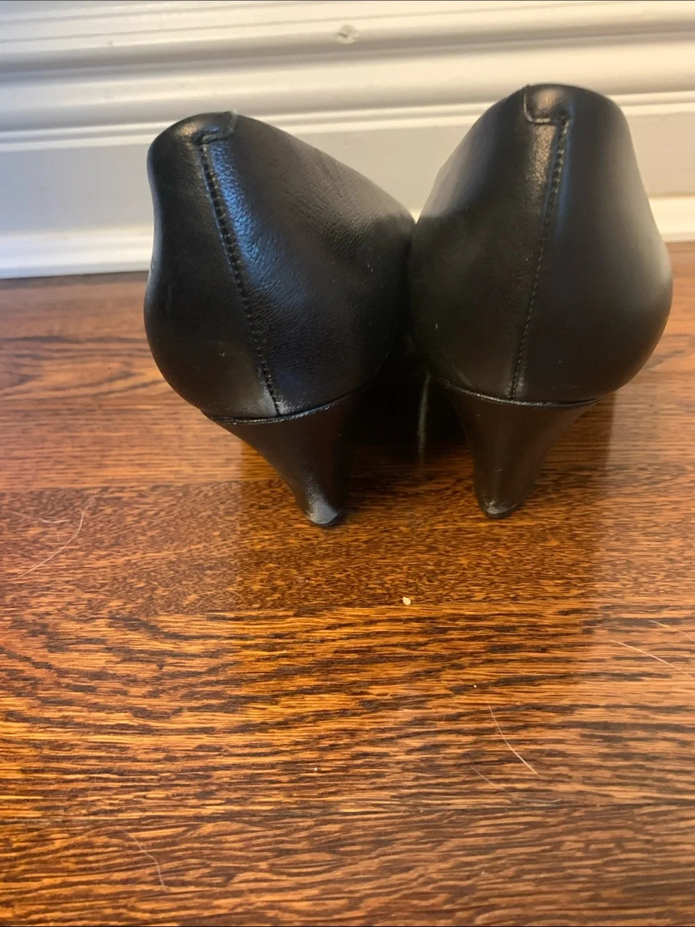 Nine West Black Leather Wedge Pumps